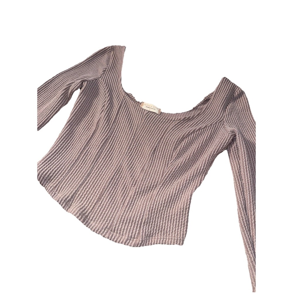 Altar'd State‎ Women's Ribbed Knit Bell Sleeve Crop Top Dusty Mauve Sz Small